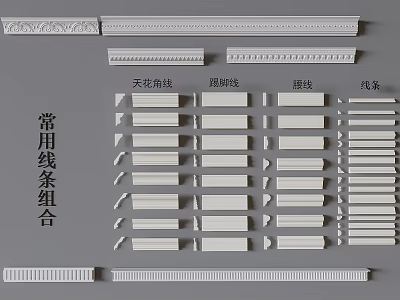 Modern line combination European ceiling corner line skirting line waist line decorative line French plaster line 3d model