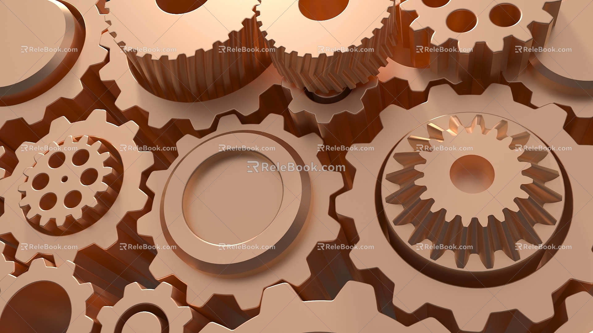 Rose gold gear wall gear metal texture background 3d model