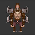 Game Movie Character Orc Ape Warrior With Metal Spiked Shoulder Armor And Bone Chest Decoration 3d model