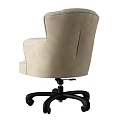 Beige Tufted Office Chair With Padded Armrest And Black Caster Wheels