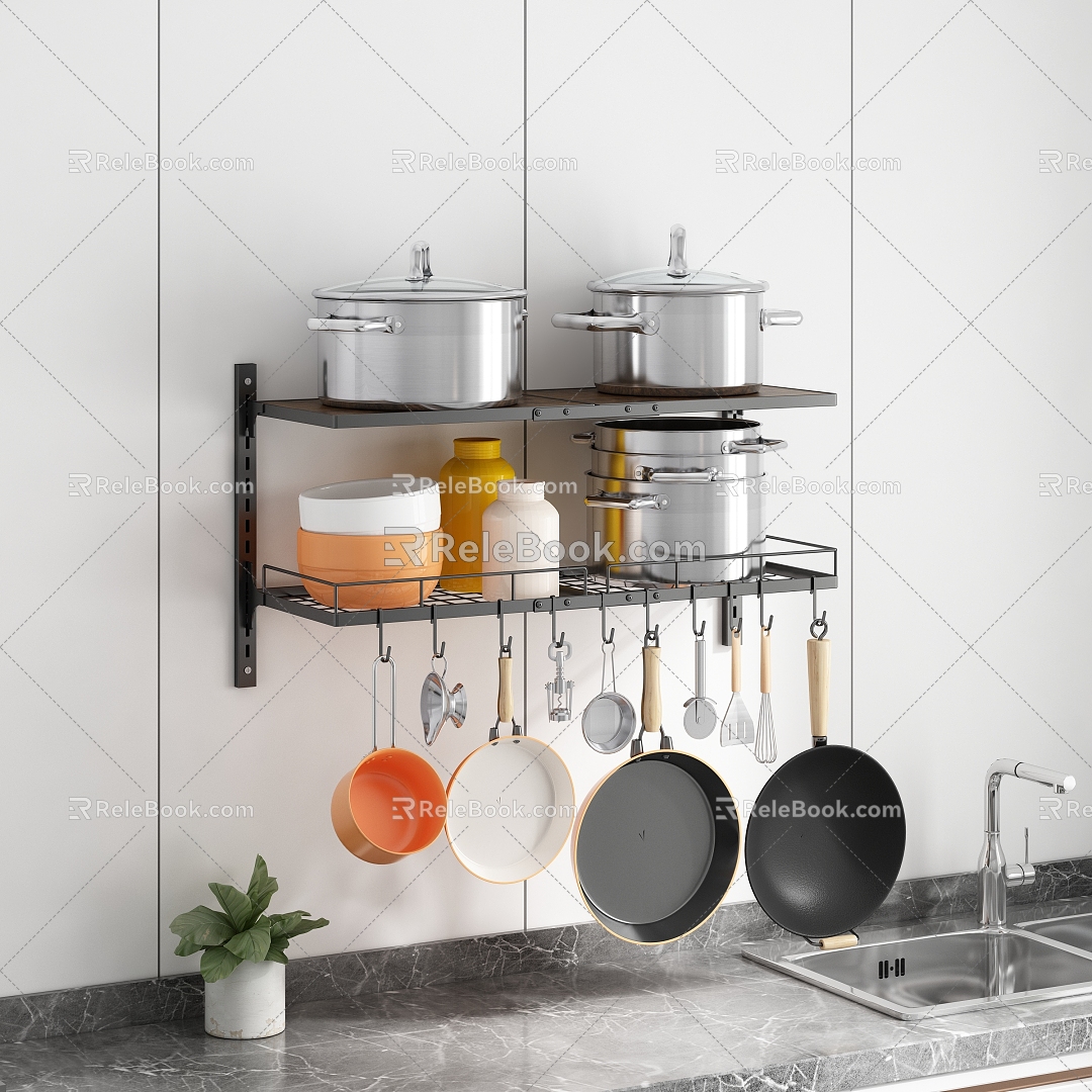 Cookware Rack Kitchen Storage Rack Wall Hanging Storage Rack Cookware Kitchen Supplies Washing Table model