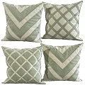 Light Green And White Throw Pillows With Chevron And Diamond Lattice Patterns 3d model