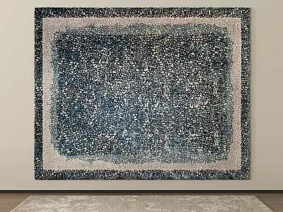 Teal Square Rug With White Speckled Texture And Dark Border For Interior Decor 3d model