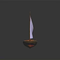Sailing Boat Model With Wooden Hull Purple Sails And Red Cabin