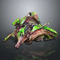 Lush Green Moss Plants Growing On Weathered Driftwood Natural Decorative Piece