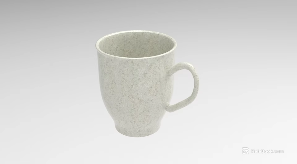 Minimalist White Ceramic Mug With Textured Surface And Comfortable Handle 3d model