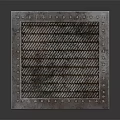 Rustic Metal Cube Structure with Grid Pattern Surface Design on Dark Reflective Background 3d model