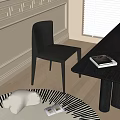 Modern Black Leather Dining Chair In Room With Wooden Floor And White Wall Table