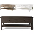Wooden Coffee Tables In White And Brown With Drawers And Shelves Design