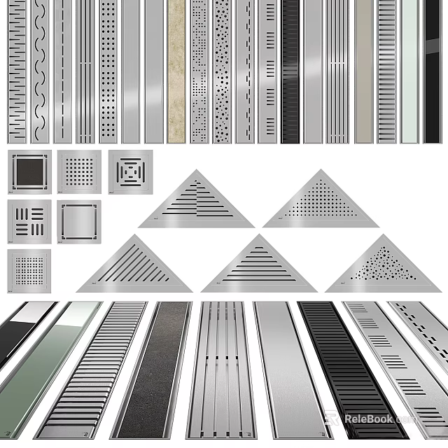 Stainless Steel Bathroom Drain Covers With Modern Patterns And Various Shapes 3d model 