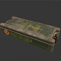 Green Storage Box with Yellow Label Orange Warning Symbol and Serial Number for Home Organization