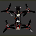 Red And Black Quadcopter Drone With Four Propellers Battery And Frame 3d model