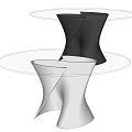 Modern Dining Table With Glass Top And Unique White Black Base Design 3d model