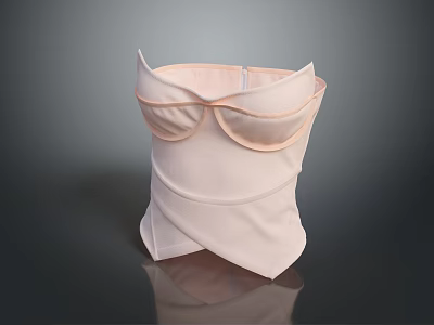 Women's Light Pink Fashionable Corset With Cross Wrap Design And Cup Structure 3d model