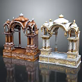 Decorative Shrines With Carved Details Brown And White Gold Ornate Design