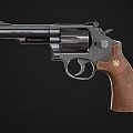 Classic Revolver Featuring Metallic Body And Wooden Grip Design Details