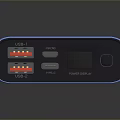 Sleek Blue Portable Power Bank for Laptops with USB Charging Ports and Slim Design