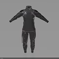 Futuristic Black Stylish Outfit With High Neck Metallic Armor Sleeves And Pink Accents