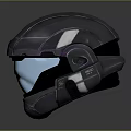Sleek Futuristic Gray Helmet With White Stripe Transparent Visor And Mechanical Parts