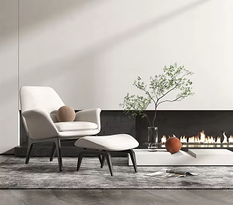 Modern sofa chair single chair pedal combination 3d model