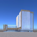 Modern Office Building With Glass Curtain Wall And Metal Stone Exterior Design