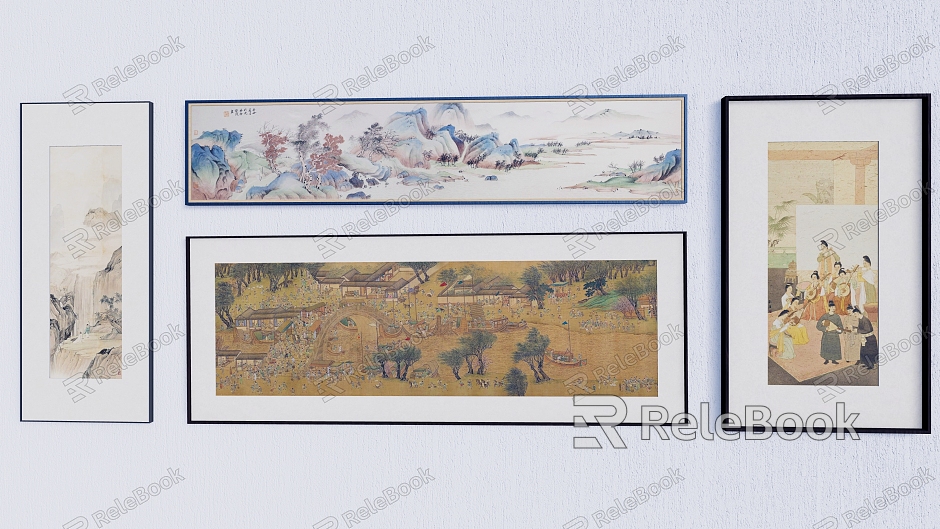 Chinese Hanging Painting Landscape Painting Frame model