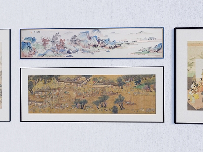 Chinese Hanging Painting Landscape Painting Frame model