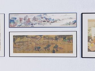 Chinese Hanging Painting Landscape Painting Frame 3d model