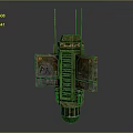 Vertical Industrial Mechanical Metal Structure With Antenna Ladder And Rusted Boxes