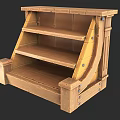 Rustic Wooden Open Shelf Unit With Multiple Shelves For Storage And 3d model