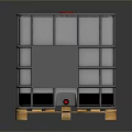 Industrial IBC Storage Tank With Metal Frame White Container Red Cap And Wooden Pallet