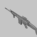 Camouflage Tactical Rifle With Scope And Tan Components For Military Operations