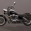 Classic Black Cruiser Motorcycle With Chrome Headlights Side Saddlebags And Shiny Wheels