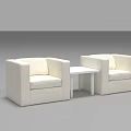 White Casual Sofa Set with Two Armchairs and Central Side Table 3d model