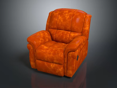 Orange Leather Single Sofa Modern Stylish Comfortable Living Room Furniture 3d model