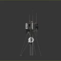Scientific Instrument with Multiple Antennas Complex Metal Structure and Tripod Stand on Gray Background