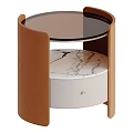 Light Luxury Modern Round Dresser With Marble Top And Soft Upholstered Storage Drawer
