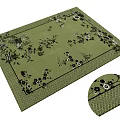 Green Square Rug With Black Floral Pattern And Textured Edge Design 3d model
