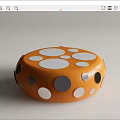 Colorful Coffee Table Design With Orange Blue Polka Dots And Round Shape