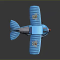 Blue Toy Passenger Plane With Orange Propeller Landing Gear And Bee Patterns On Wings