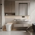 Modern Bathroom Design Featuring Glass Shower Wooden Cabinets Marble Countertop Sink And Black Bathtub