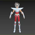 Game And Movie Character In White Red Gold Armor With Shoulder Decorations