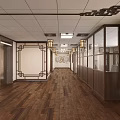 Traditional Chinese Corridor Interior With Wooden Flooring Pendant Lights And Decorative Carvings