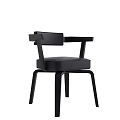 Modern Stylish Black Dining Chair With Armrest And Upholstered Seat Design