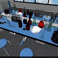 Modern Laboratory Interior With Lab Bench Instruments Stools And Bright Lighting