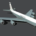 US Air Force Airplane With Four Engines Long Wings Side View Blue Gray White Exterior