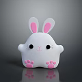 Cute White Rabbit Soft Toy With Pink Ears Nose Paws And Black Eyes