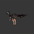 3D Model Feathered Dinosaur Character With Maroon Body White Blue Spots And Orange Beak