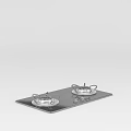 Modern Kitchen Interior Design With Black Gas Stove Panel Silver Burners And Knobs