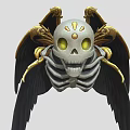 Game and Movie Character Skeleton Skull With Yellow Eyes Black Wings And Golden Decorations